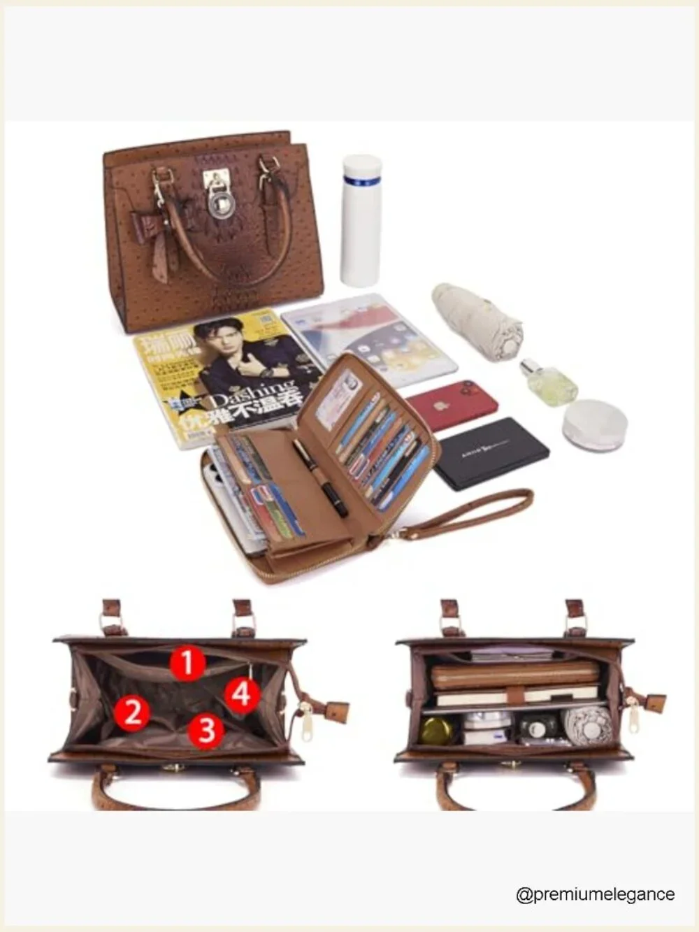 Vegan Leather Satchel Tote & Clutch Wallet Set 2 Pcs
